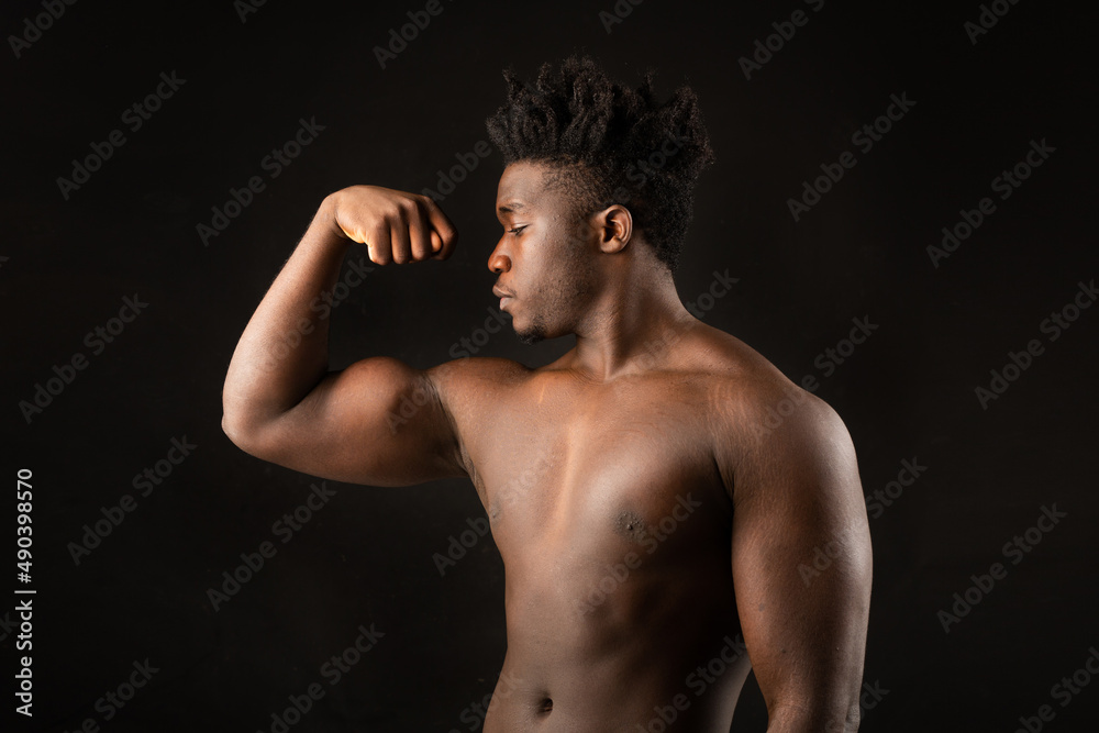 attractive african male with muscles 