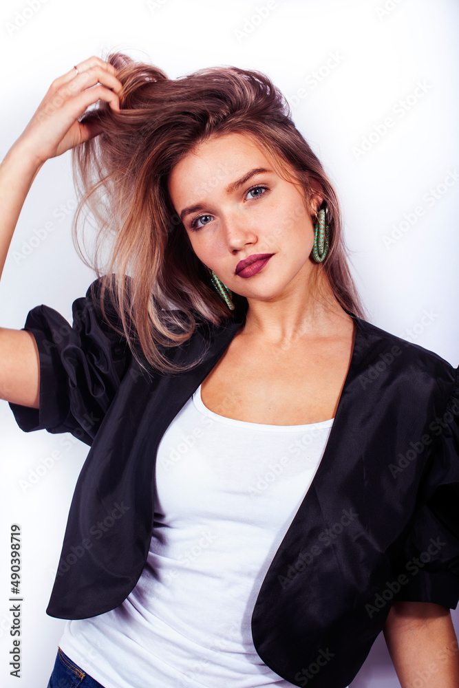 young pretty girl in fashion dress isolated on white background, lifestyle people concept young pretty girl in fashion dress isolated on white background, lifestyle people concept