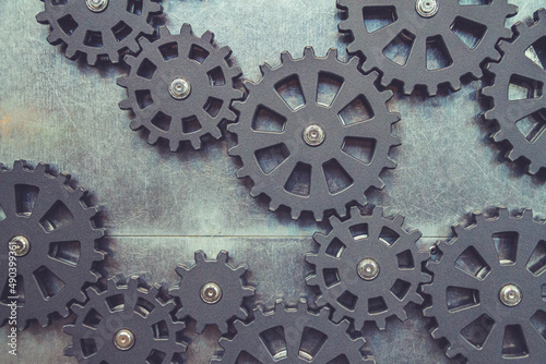 Mechanical gears connected together