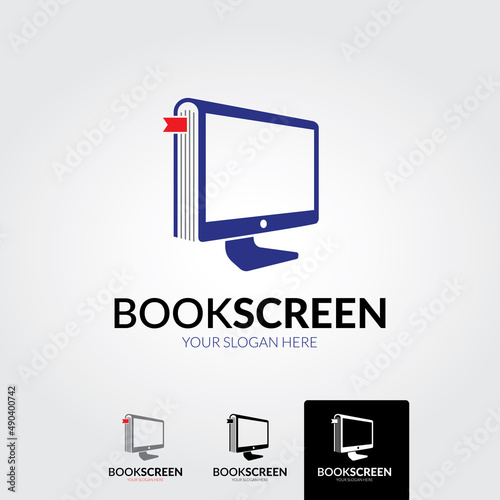 Minimal book screen logo template - vector