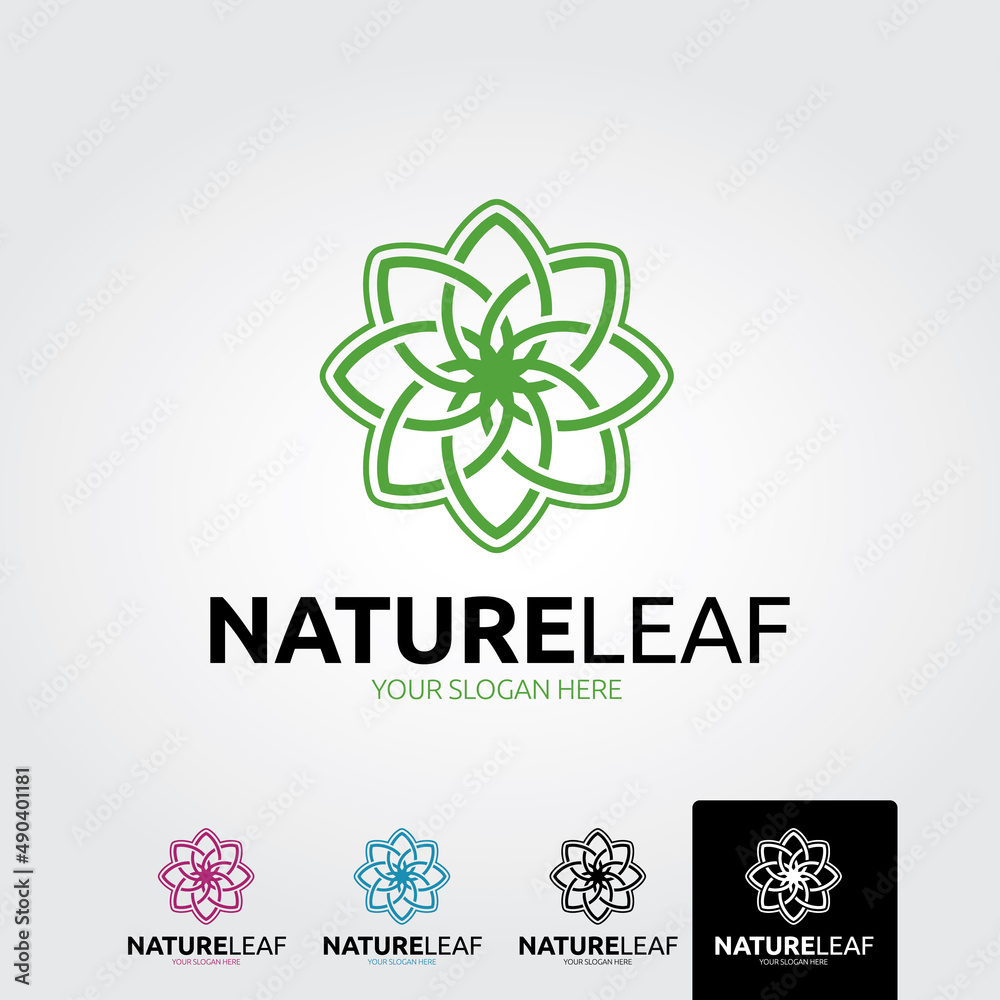Minimal nature leaf logo template - vector