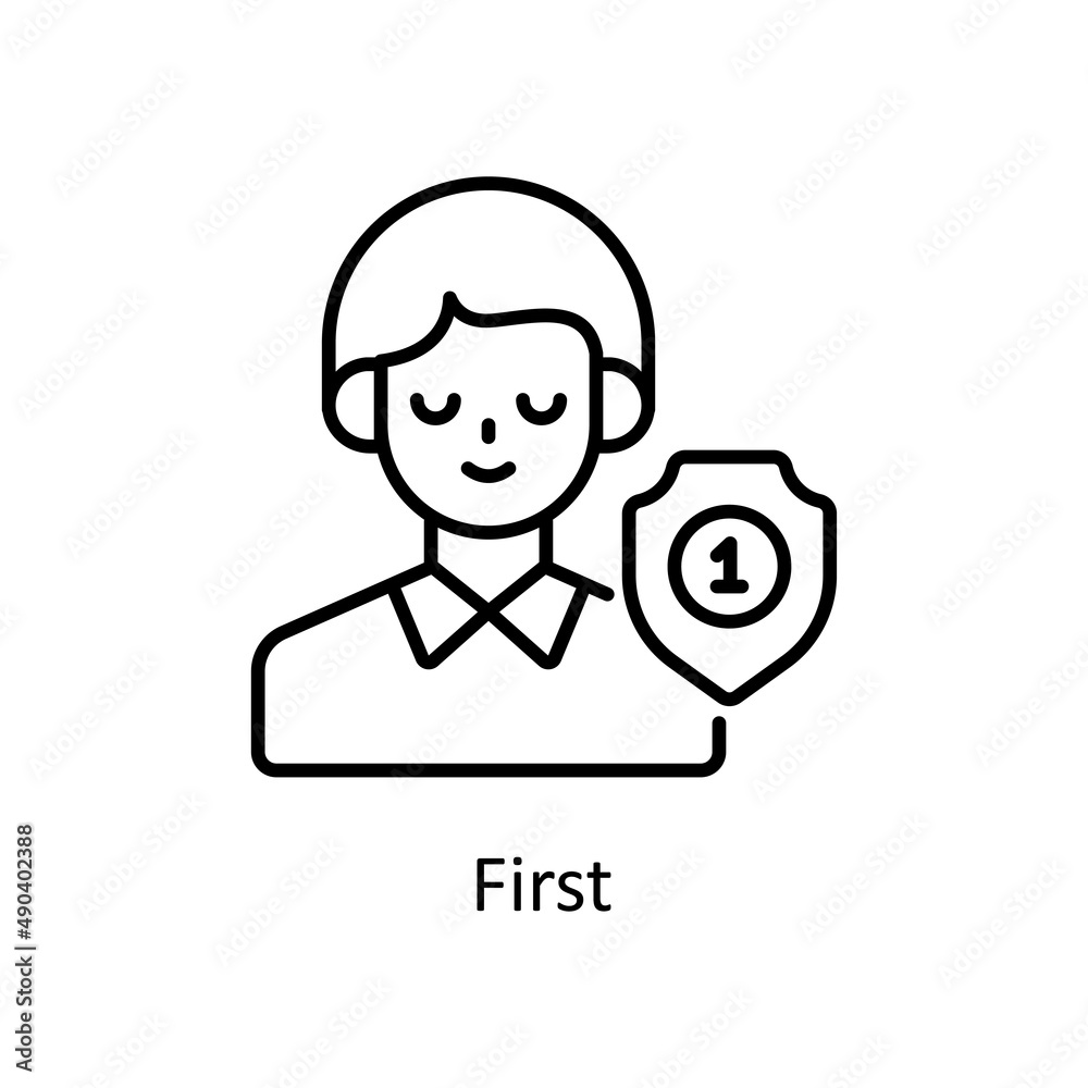First vector outline icon for web isolated on white background EPS 10 file