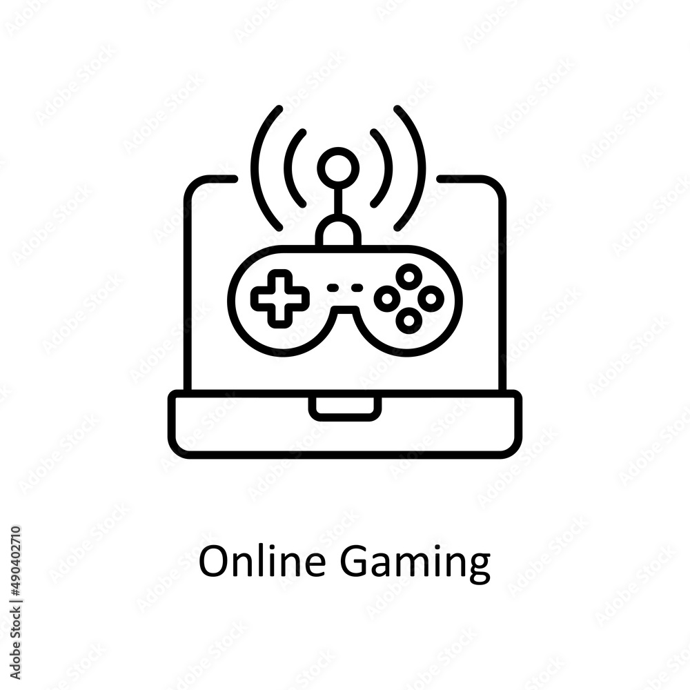 Online Gaming vector outline icon for web isolated on white background EPS 10 file Online Gaming vector outline icon for web isolated on white background EPS 10 file
