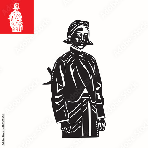 young javanese nobility logo, silhouette  of man standing vrctor illustration photo