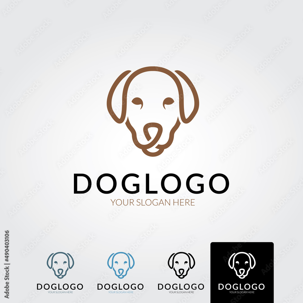 Minimal dog logo template - vector