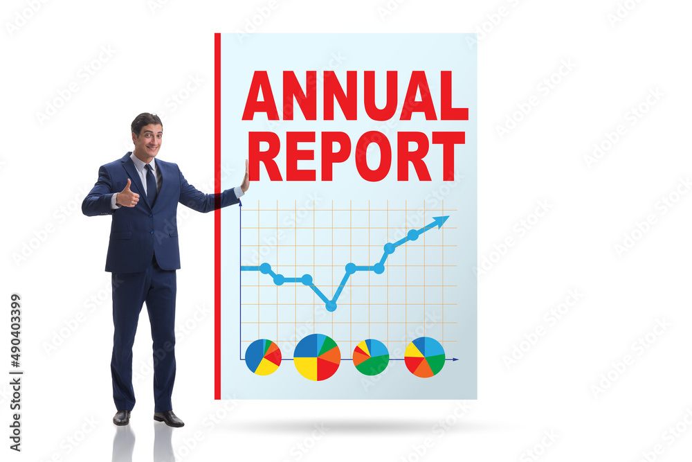 Businessman in annual report concept Businessman in annual report concept