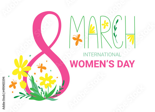 8 March. Banner and card for International Women's Day or Mother's Day. Vector illustration