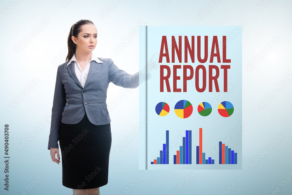 Businesswoman in annual report concept Businesswoman in annual report concept
