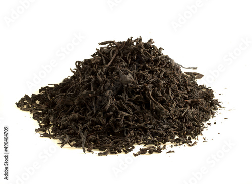 Black tea in a bunch isolated on white background