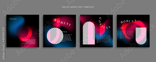 Social media post template with gradient abstract style for content sharing, etc