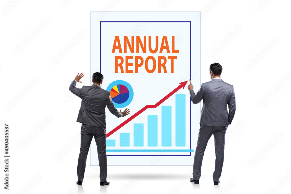Businessman in annual report concept