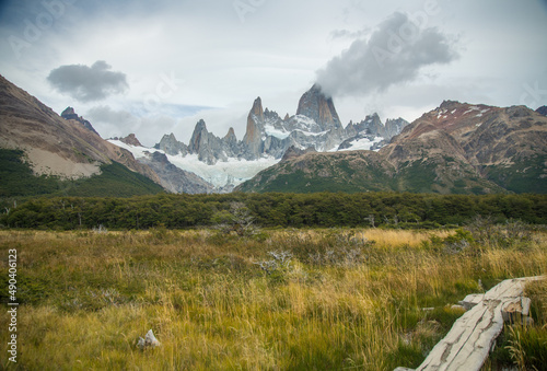 Landscape of Monte Fitz Roy (Fitz Roy) mountain range in Argentina photo