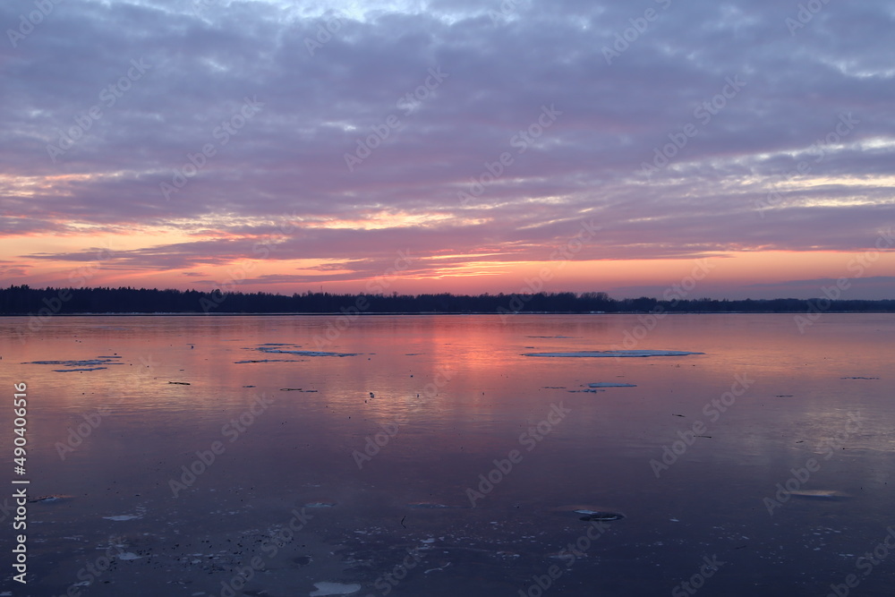 sunset over the lake