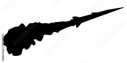	発射されたミサイルのイラストのシルエット素材　ベクター