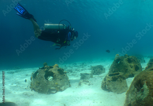 scuba diver , caribbean sea . Curacao island