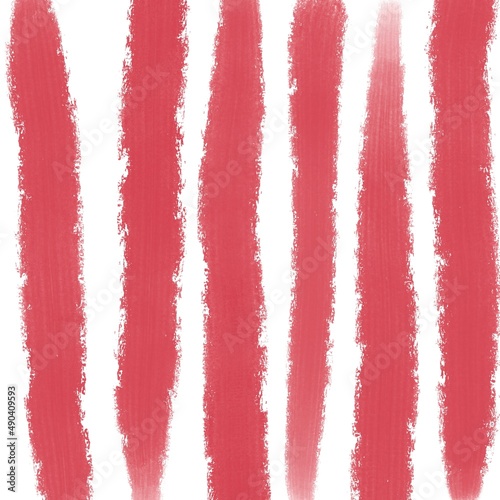 Abstract watercolor background with red blurred stripes on a white background.