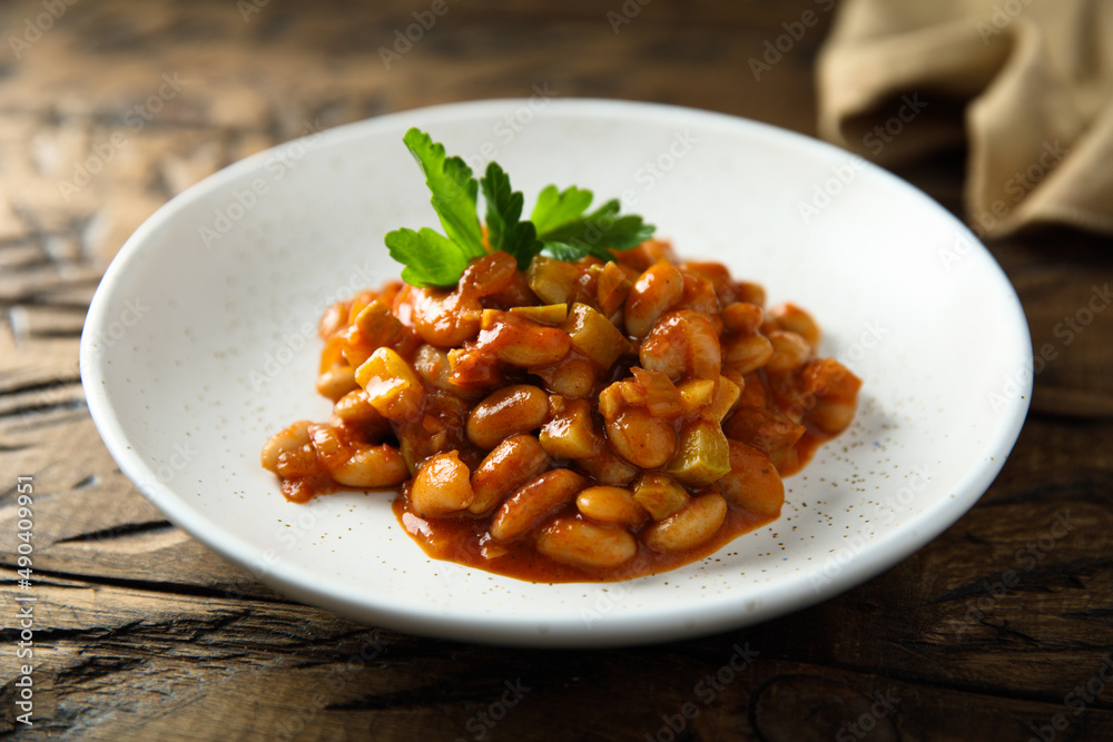 Homemade vegan bean ragout with parsley Homemade vegan bean ragout with parsley