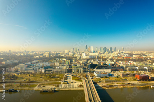 Warszawa  panorama miasta z okolic mostu   wi  tokrzyskiego