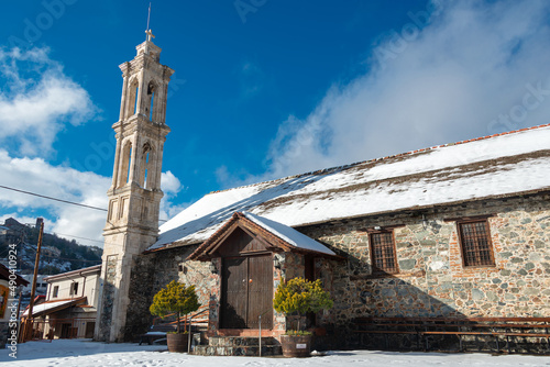 Ayia Marina church at the main square of Kyperounta village. Limassol, District, Cyprus photo