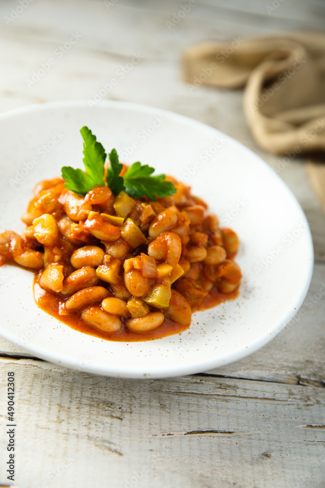 Homemade vegan bean ragout with parsley Homemade vegan bean ragout with parsley