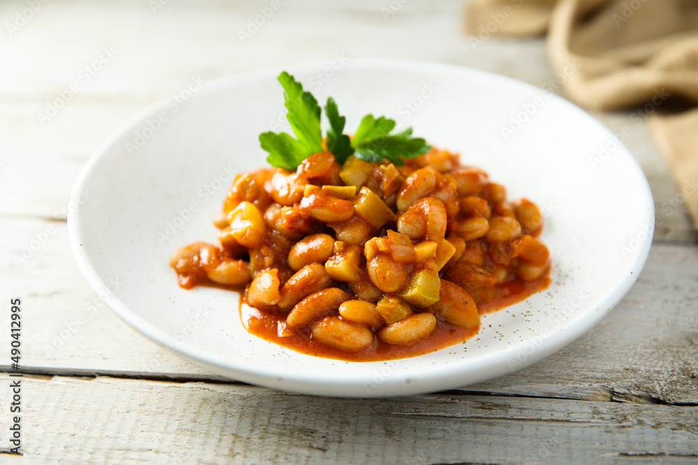 Homemade vegan bean ragout with parsley Homemade vegan bean ragout with parsley