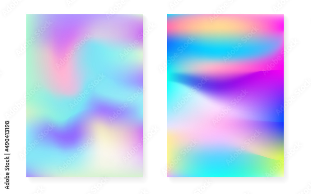 Fototapeta premium Holographic gradient background set with hologram cover.