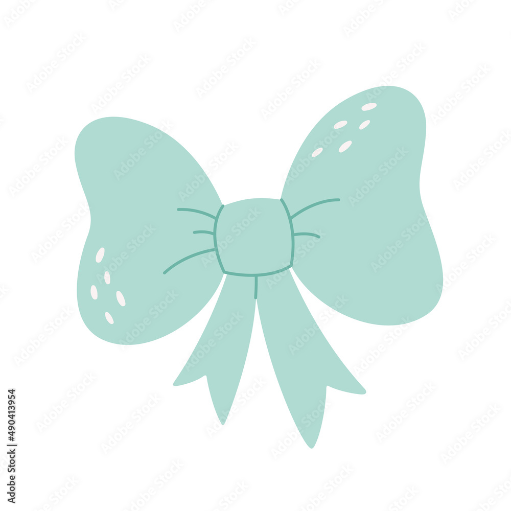 Cute bow. Hair accessory, holiday decorative bow. Hand drawn vector illustration Cute bow. Hair accessory, holiday decorative bow. Hand drawn vector illustration