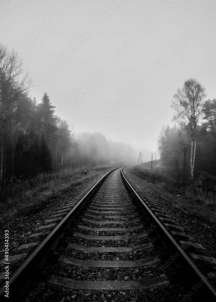railway in the fog railway in the fog