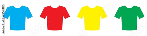 T-shirt template design. Four colors set. Vector illustration.