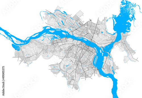 Fotografie Dnipro, Ukraine Black and White high resolution vector map