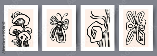 Printable wall art vector poster set.