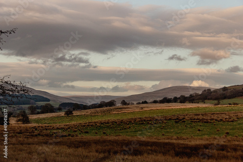 Brecon Beacons hills on sunset.