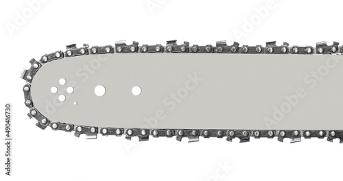 Chainsaw Blade With Chain Close Up Isolated