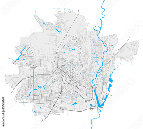 Poltava, Ukraine Black and White high resolution vector map