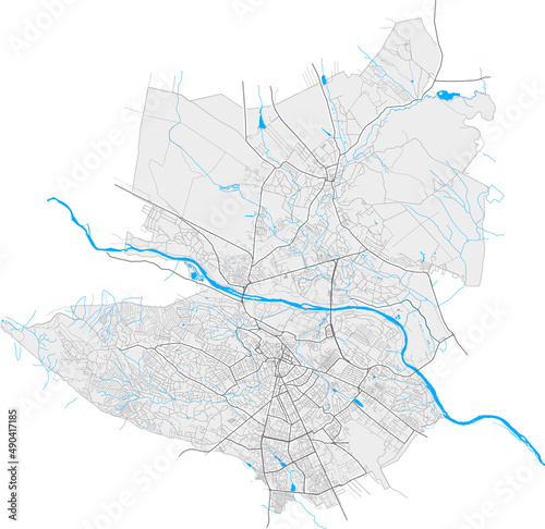 Chernivtsi, Ukraine Black and White high resolution vector map