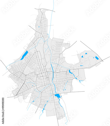 Bakhmut, Ukraine Black and White high resolution vector map