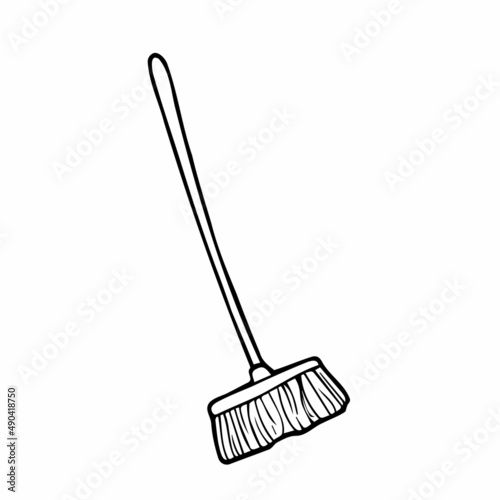 Doodle sweeping Broom icon. Vector broom sketch
