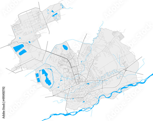 Kalush, Ukraine Black and White high resolution vector map