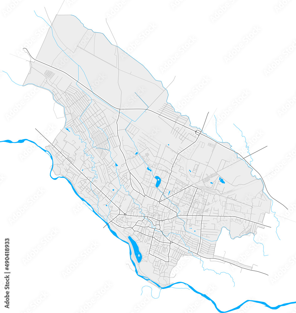 Kolomyia, Ukraine Black and White high resolution vector map