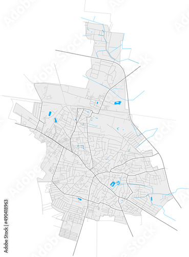 Boryspil, Ukraine Black and White high resolution vector map