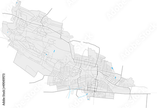 Shakhtarsk, Ukraine Black and White high resolution vector map