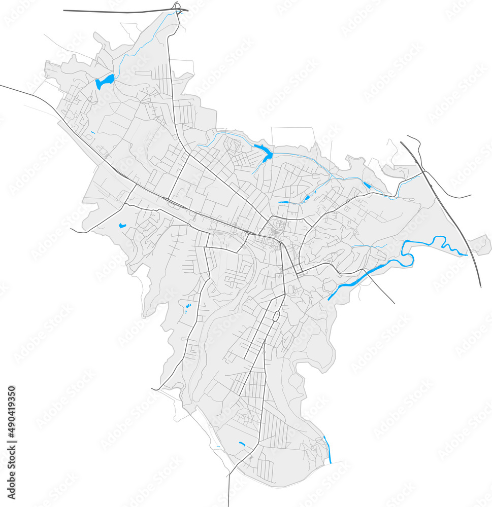 Fototapeta premium Lubny, Ukraine Black and White high resolution vector map