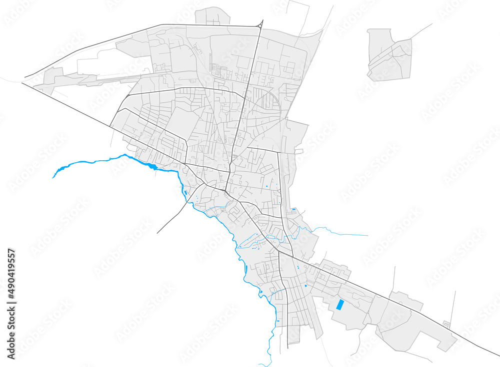 Volodymyr-volynskyi, Ukraine Black And White High Resolution Vector Map 