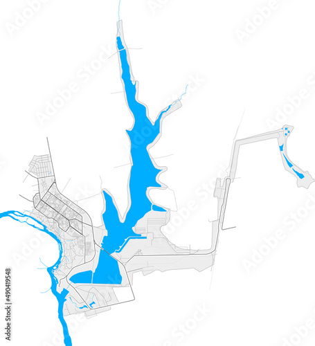 Yuzhnoukrainsk, Ukraine Black and White high resolution vector map photo