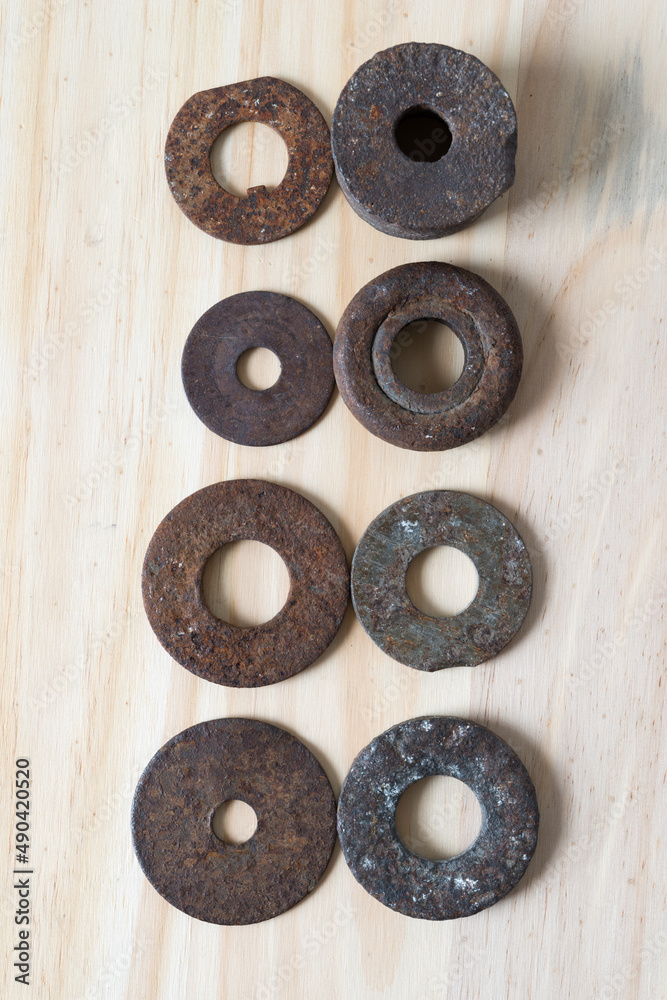 Fototapeta premium (mostly) rusty metal objects on paper