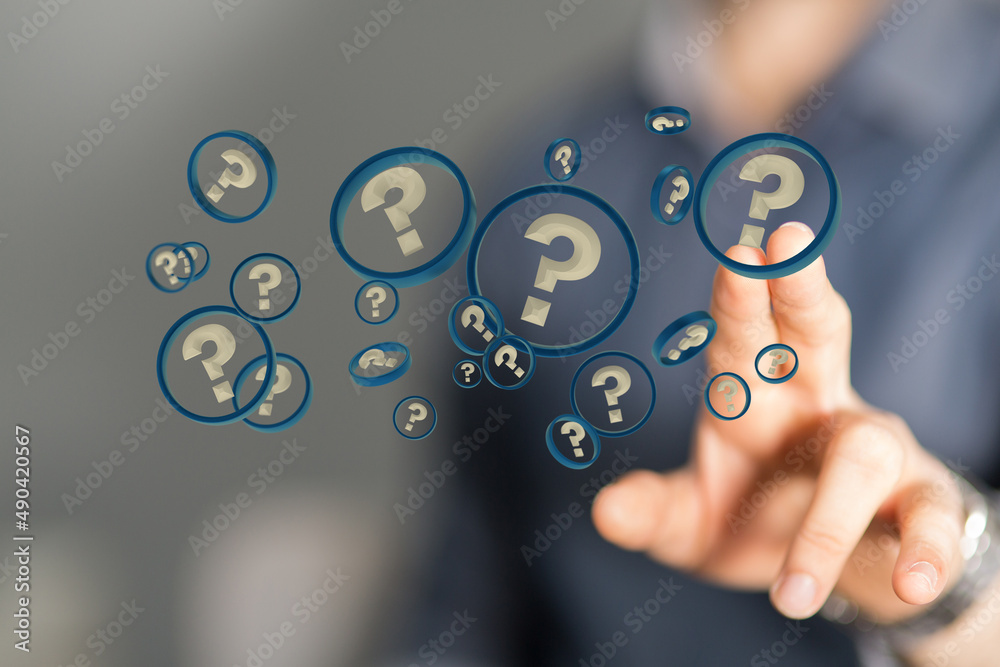 solving problem with digital question marks 3D rendering solving problem with digital question marks 3D rendering