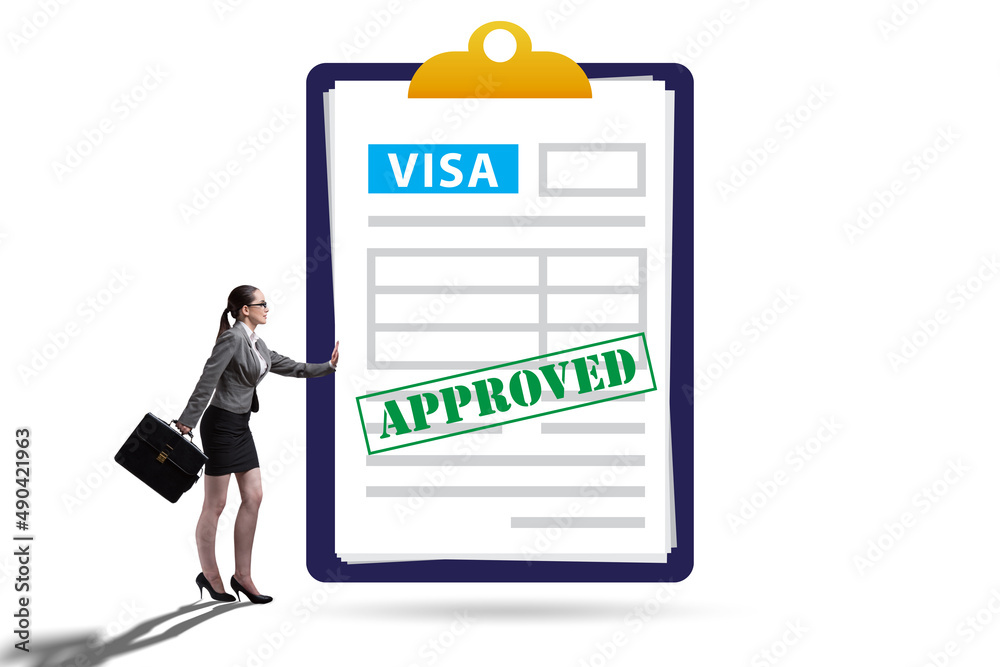 Visa application concept with businesswoman Visa application concept with businesswoman