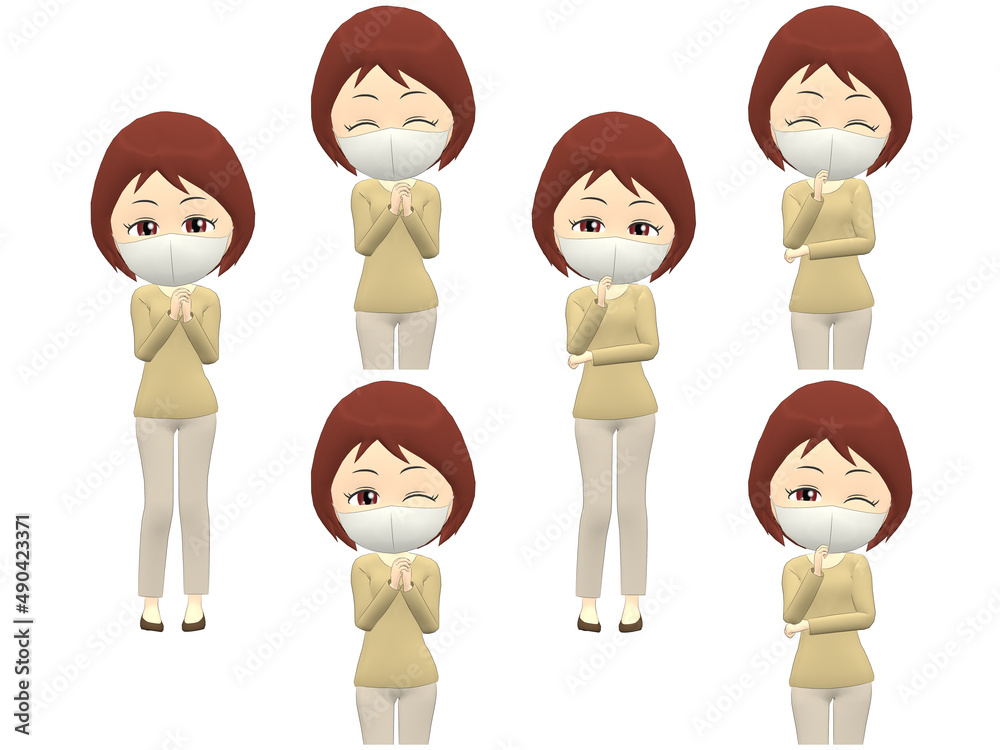 [Fun A] Woman knitwear bob haircut front