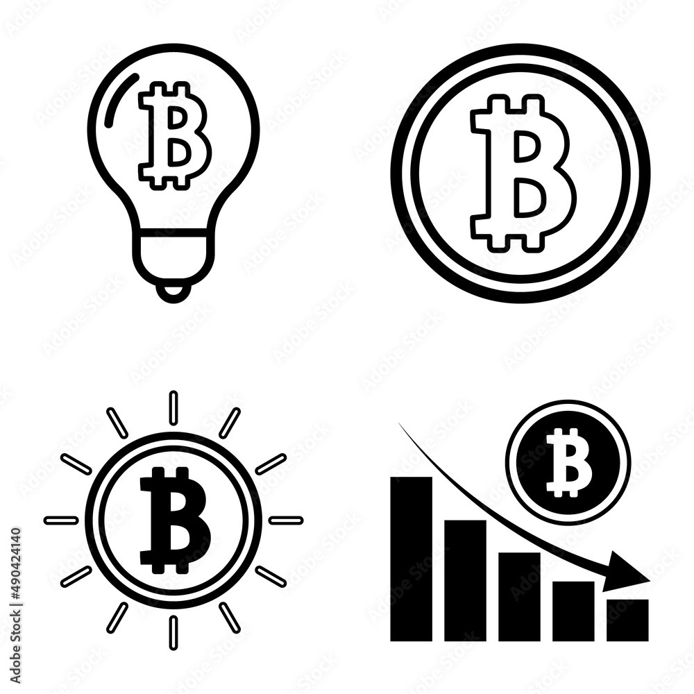 Bitcoins1-2 Flat Icon Set Isolated On White Background Bitcoins1-2 Flat Icon Set Isolated On White Background
