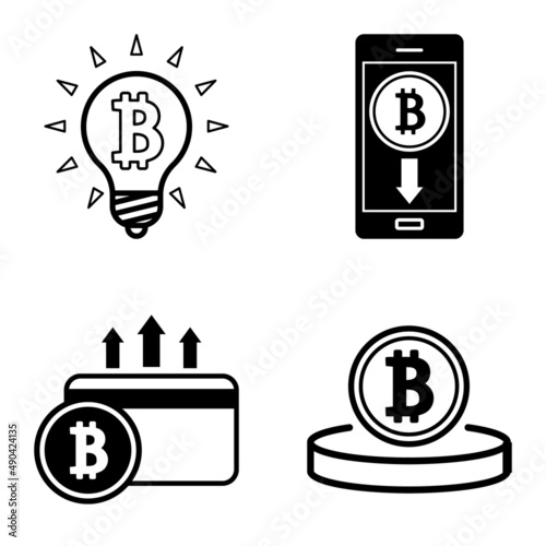 Bitcoins1-2 Flat Icon Set Isolated On White Background